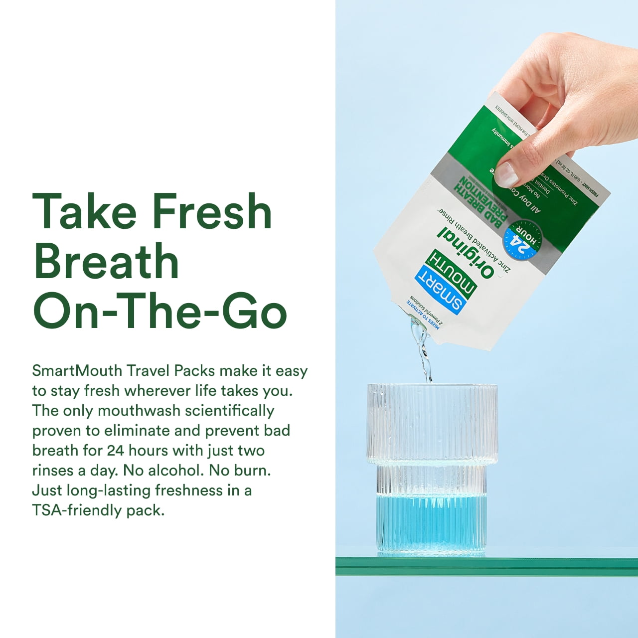 SmartMouth Original Activated Mouthwash Single Packs, Travel Mouthwash, Fresh Mint, 80 Pack