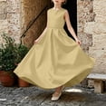 thumbnail image 2 of AHTJRT Bridesmaid Flower Dress for Girl V Back Bowknot Dresses A-Line Crewneck Sleeveless Cute Elegant Wedding Party Gowns Yellow 1-2 Years, 2 of 10
