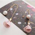 thumbnail image 2 of Grandest Birch Women Flower Drop Faux Pearl Dangle Long Chain Earrings Jewelry Charm Metal, Faux Pearl Black, 2 of 8