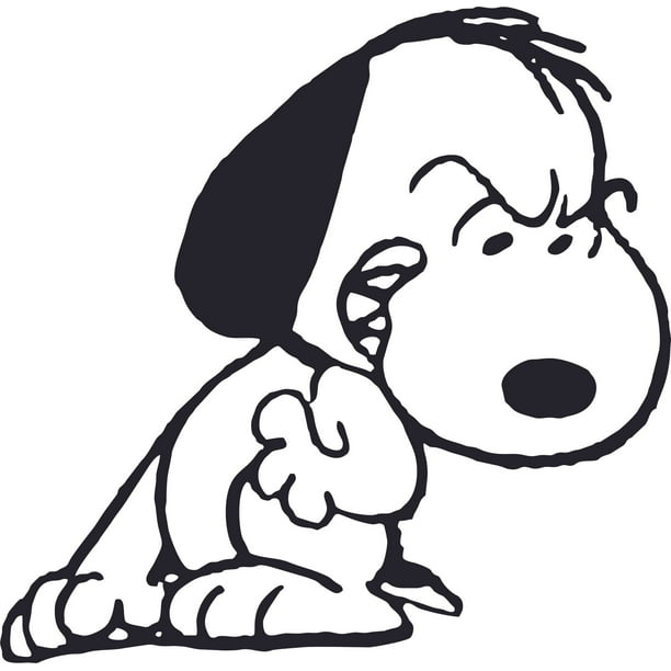 White Snoopy Dog Cute Mad Snoopy Customized Wall Decal Custom Vinyl Wall Art Personalized Name Baby