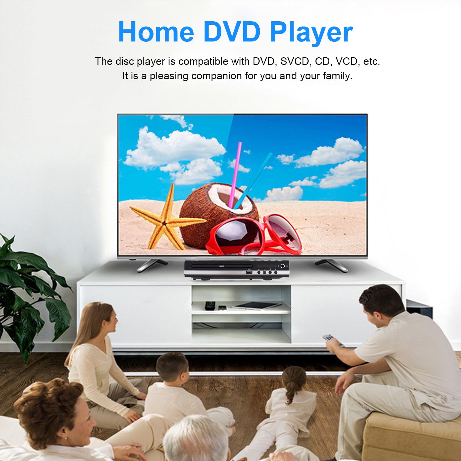 HD-229 Home DVD Player CD Disc Digital Multimedia U Disk Playback HD AV Output with Remote Control