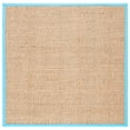 thumbnail image 3 of SAFAVIEH Natural Fiber Arbor Bordered Area Rug, Natural/Turquoise, 6' x 6' Square - Coastal Design, Natural & Turquoise, Seagrass, Ideal for Entryway, Kitchen, Living Room, Office, 3 of 14