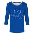 thumbnail image 3 of Tops de Cuello Redondo para las Mujeres Moda Impresa 3/4 Mangas Blusa Casual Top, Estante de Imitación, 3 of 5