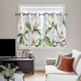 thumbnail image 5 of White Floral Kitchen Curtains Short 45 Inch Length, Pastoral Farmhouse Magnolia Flowers Leaves Grommet Top Bedroom Living Room Curtains, Light Filtering Cafe Curtain Drapes 2 Panels Set 84''x45'', 5 of 9