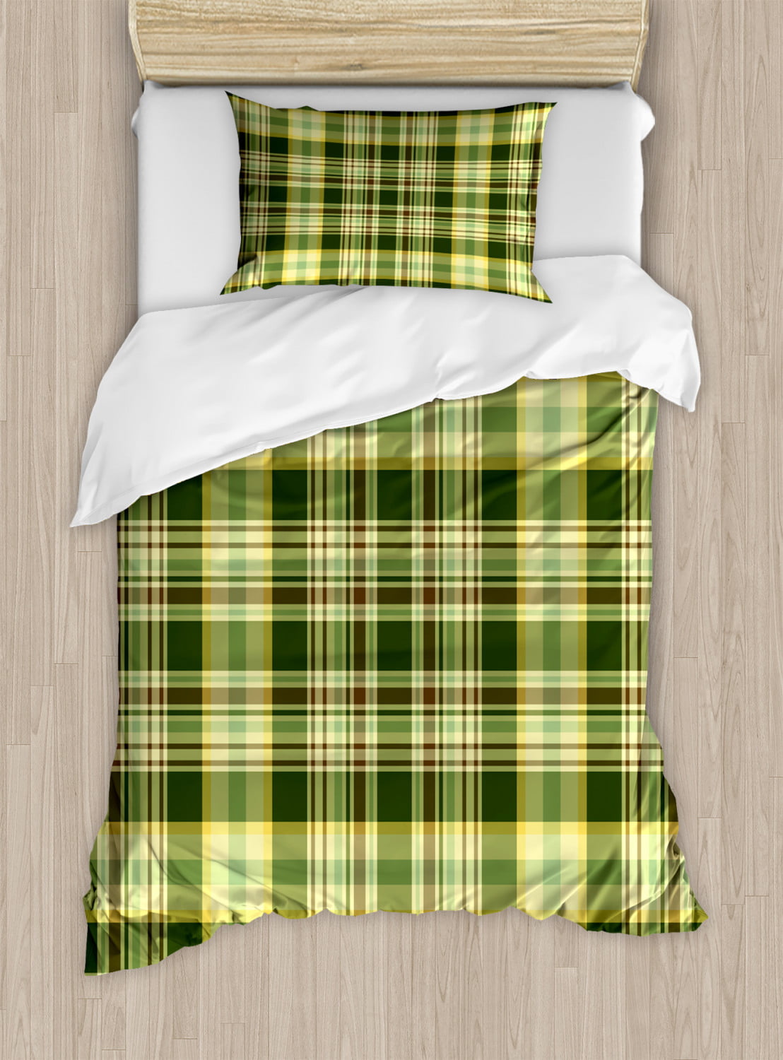 Olive Green Duvet Cover Set Twin Size, Green And Yellow Duvet Covers