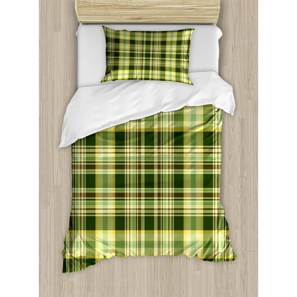 Olive Green Duvet Cover Set Quilt Pattern Traditional Scottish