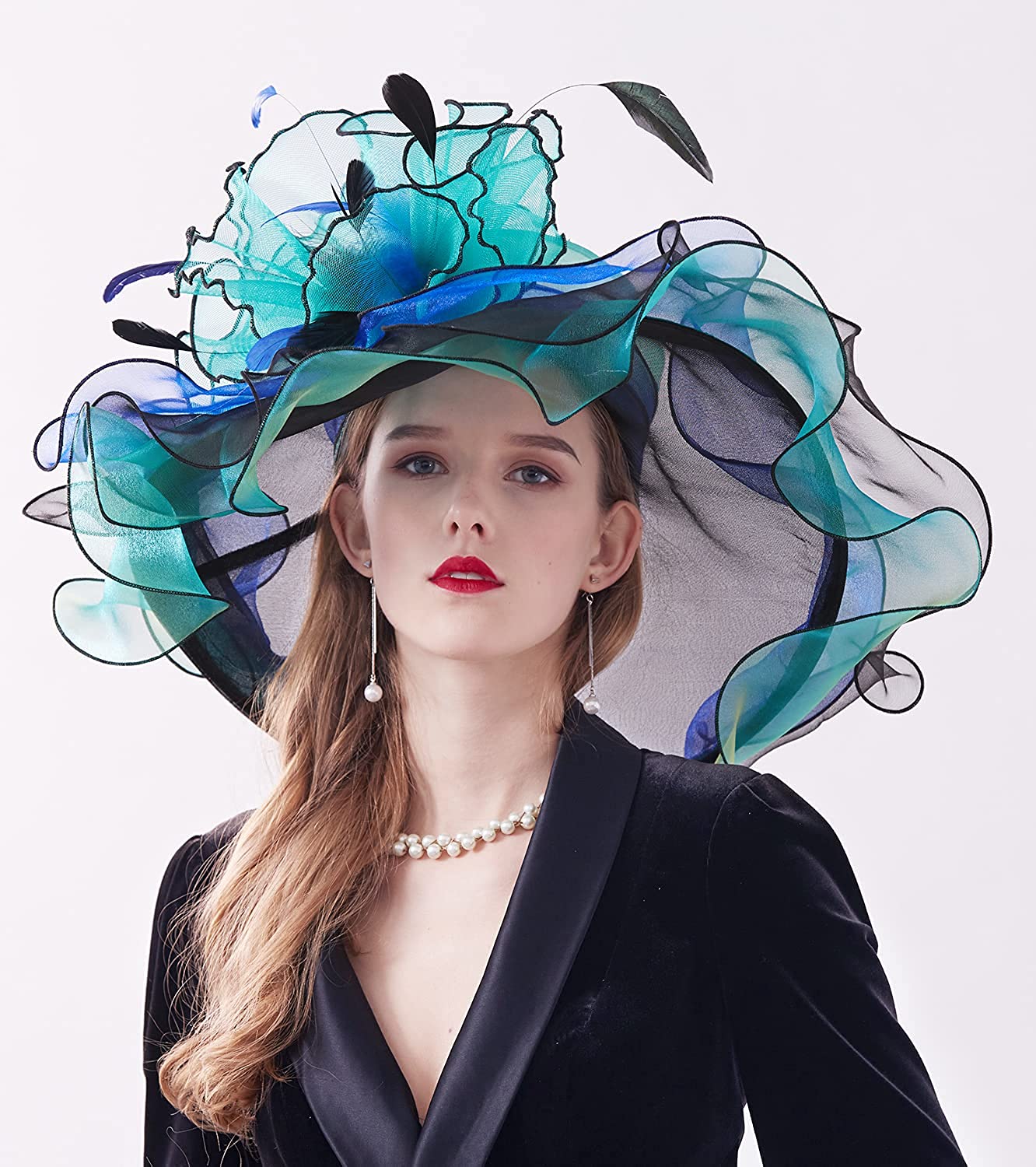 Kentucky Derby Hat Fascinator Floral Organza Tea Church Oaks Horse Racing Womens Organza Church Kentucky Derby Hat Flower Fascinator  main image 4
