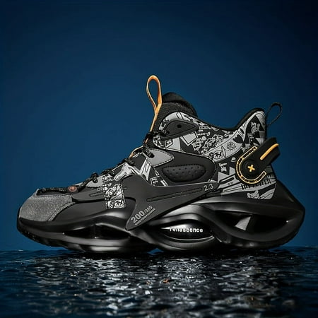 

XWQMBJ 2024 New Men s High-Top Lace-Up Stylish Basketball Shoes: Shock Absorption Comfortable Non-Slip Sneakers-42