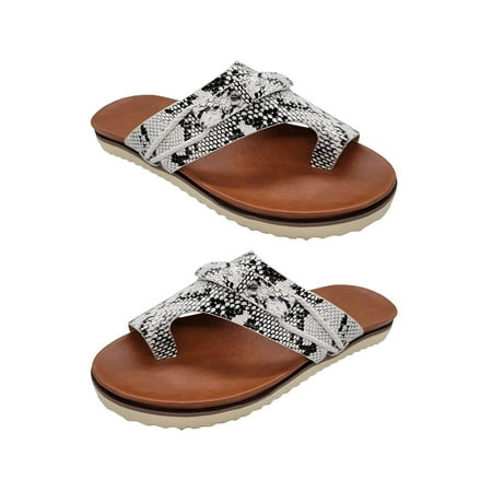 

Kitem 1 Pair Beach Slippers Anti-slip Flat Open Toe Soft Sole Breathable Beach Wear Comfortable Summer Women Retro Thong Sandals Vocation Supplies
