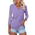 thumbnail image 1 of mfyjkho Tops Para Mujer, Blusa Informal De Verano Con Cuello En V Y Mangas 3/4 Para Mujer Tops De Gimnasio Para Mujer S, 1 of 4