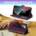 thumbnail image 3 of Furiet Argyle Wallet Case for Samsung Galaxy S25 Ultra 5G Tempered Glass Screen Protector Wrist/Shoulder Strap Card Slot Stand Phone Cover for S25Ultra 25S S 25 25Ultra 6.9 2025 Women Men Deep Purple, 3 of 8