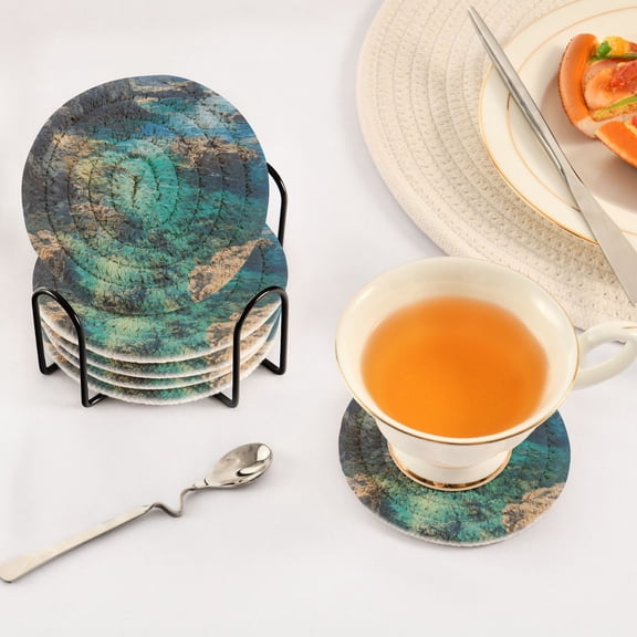 BZSMCE 6Pcs Drink Coasters With Holder 3.94Inch Rugged Coastline Creative Coil Coaster Coasters Colors Absorbent Coasters for Drinks Coasters Set Thicken Heat for Home Table