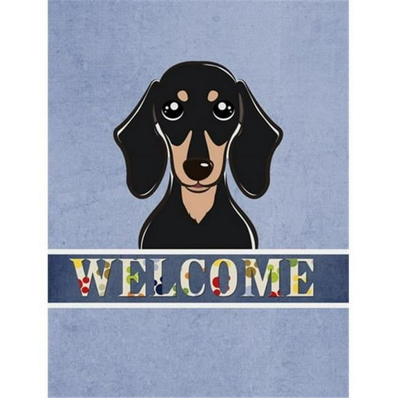 Caroline's Treasures BB1401CHF Smooth Black and Tan Dachshund Welcome Flag Canvas House Size , Large, multicolor