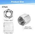 thumbnail image 3 of Uxcell 4-Pack Tuercas de Acoplamiento Hexagonales M12-1.75 para Máquina, Acero Inoxidable 304, Longitud de 20mm, 3 of 6
