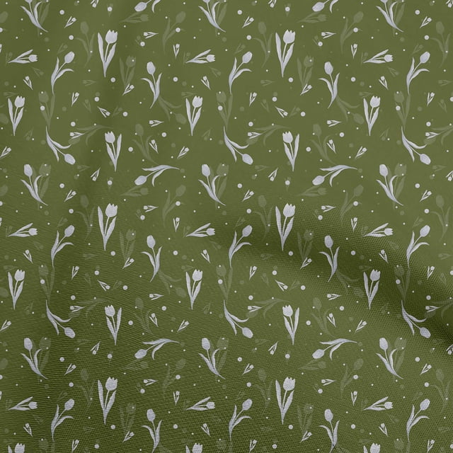 oneOone Georgette Viscose Olive Green Fabric Florals Sewing Craft Projects Fabric Prints By Yard 42 Inch Wide