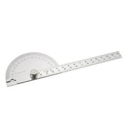Uxcell 0-180° Round Head Protractor with 140mm Arm Measuring Ruler Tool Stainless Steel for Woodworking