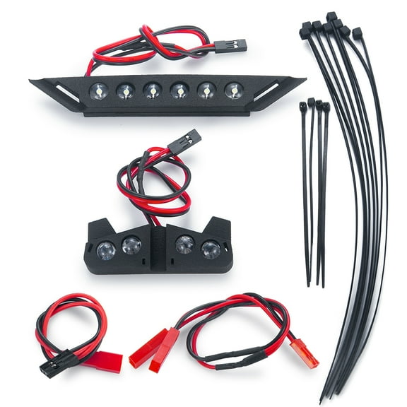 RCLIONS Front Rear LED Lights Set Spotlight Bar Headlights Taillights DC 6-8.4v for SLASH 1/10 4x4 2wd VXL XL-5 RC Crawler Car