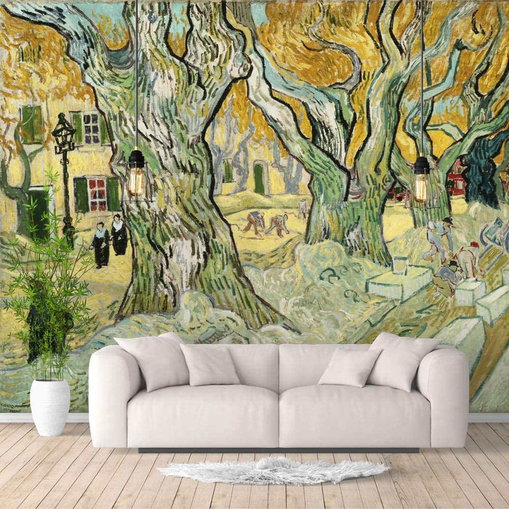 IDEA4WALL 4pcs The Road Menders by Vincent van Gogh Peel and Stick