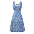 thumbnail image 4 of Vestido casual de verano para mujer, sin mangas, hasta la rodilla, plisado, cuello redondo, estampado Fridja  hjkh2442, 4 of 5