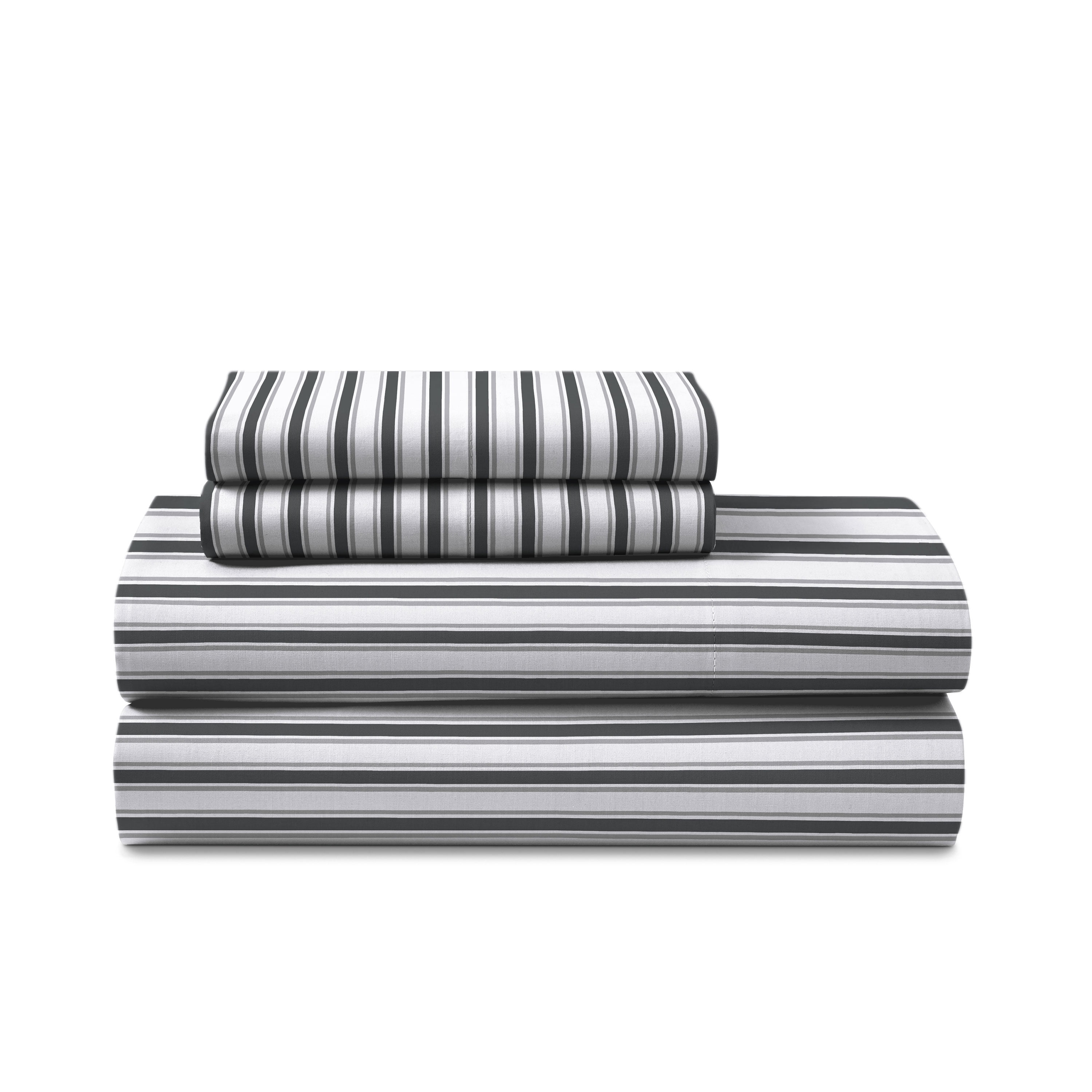 Martex 2-Pack Holiday Queen Navy Blue Striped and Fair Isle Sheet Set