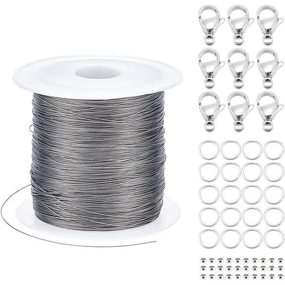 Jewelry Making and Repair Supplies Kit Includes 304 Stainless Steel Spacer Beads Lobster Claw Clasps Jump Ring and Tiger Tail Wire Jewelry Making Kit for DIY Bracelet Pendant Earrings