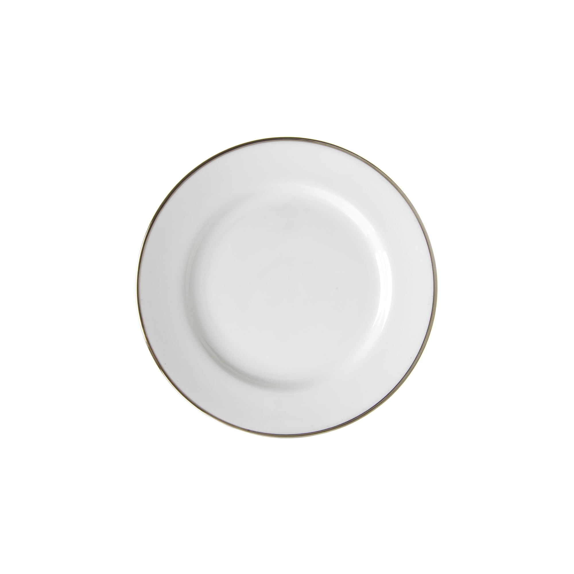 10 Strawberry Street Silver Line 6.75' Porcelain Round Bread and Butter Plates, Set of 4