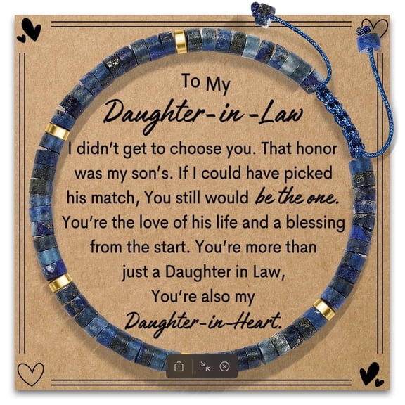 Nurforta Daughter in Law Birthday Gifts: Lapis Lazuli Bracelet Thank You for Being My Daughter-in-law Funny Little Birthday Gifts Thanksgiving Day Present