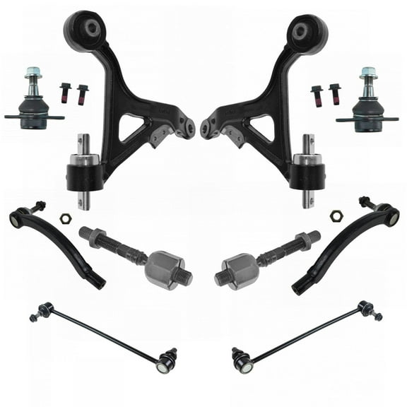 TRQ 10pc Steering Suspension Kit Control Arms Tie Rods Sway Bar End Links PSA71476