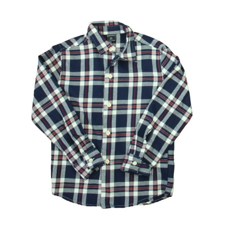 

Pre-owned Nautica Boys Navy | Red Plaid Button Down Long Sleeve size: 5-6 Years