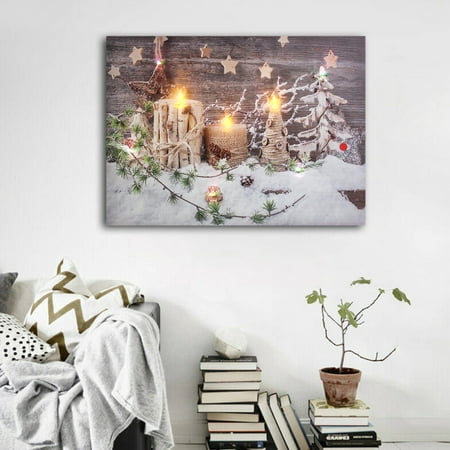 Pattern Snow Canada, Led Light Up Canvas Wall Art