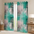 thumbnail image 2 of Homewish Green Abstract Plaid Kitchen Curtains,Aesthetic Art Black Out Curtains Pack of 2 (42x63 Each), 2 of 6