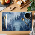 thumbnail image 2 of Blue Mountain Placemats Set of 8, Misty Forest Nature Woodland Pine Tree Landscape Placemats for Dining Table, Place Mats for Kitchen Tabletop, Waterproof Wipeable Dining Table Mats Set, 2 of 9