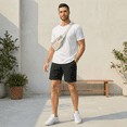 thumbnail image 4 of Puztloy Mens Shorts Elastic Waist Running Shorts for Men Casual Golf Shorts with 3 Pockets Quick Dry Gym Black Pants, 4 of 7