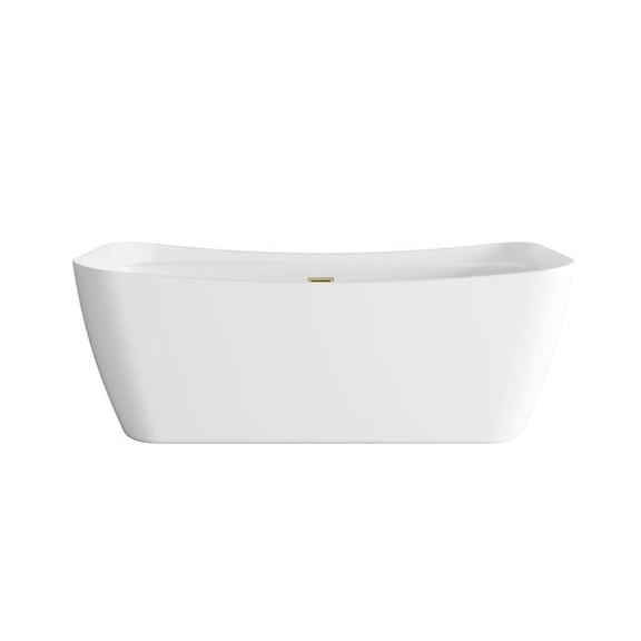Elegant Kitchen & Bath BT10467GW-BGD 67 in. Soaking Bathtub, Glossy White with Brushed Gold Trim