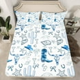 thumbnail image 2 of Manfei Retro Bull Skull Full Sheet Set,Blue Cowgirl Boots Starfish,Luxury Decor,4-Piece, 2 of 7
