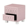 thumbnail image 6 of Velvet Upholstered Nightstand, Mid Century Modern Nightstand with 2 Drawers & Crystal Handles, Button-Tufted Storage Bedside Table for Bedroom, Easy Assembly (Pink), 6 of 6