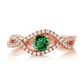 thumbnail image 2 of Gem Stone King 0.94 Ct Round Green Nano Emerald 18K Rose Gold Plated Silver Infinity Ring (Size 6), 2 of 3