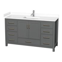 Wyndham Collection Sheffield 60" Wood Single Bathroom Vanity in Dark Gray