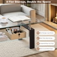 thumbnail image 5 of Glass Coffee Table for Living Room, SEGMART Modern Coffee Table with Lower Shelf, Rectangle Center Table with Metal Legs, Glass Table, Sofa Table, Tea Table, Living Room Table, 5 of 9