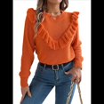thumbnail image 1 of Suéter de Punto A Rayas para Mujer, Cuello Redondo, Larga, Holgado, para Otoño e Invierno Color Naranja S, 1 of 10