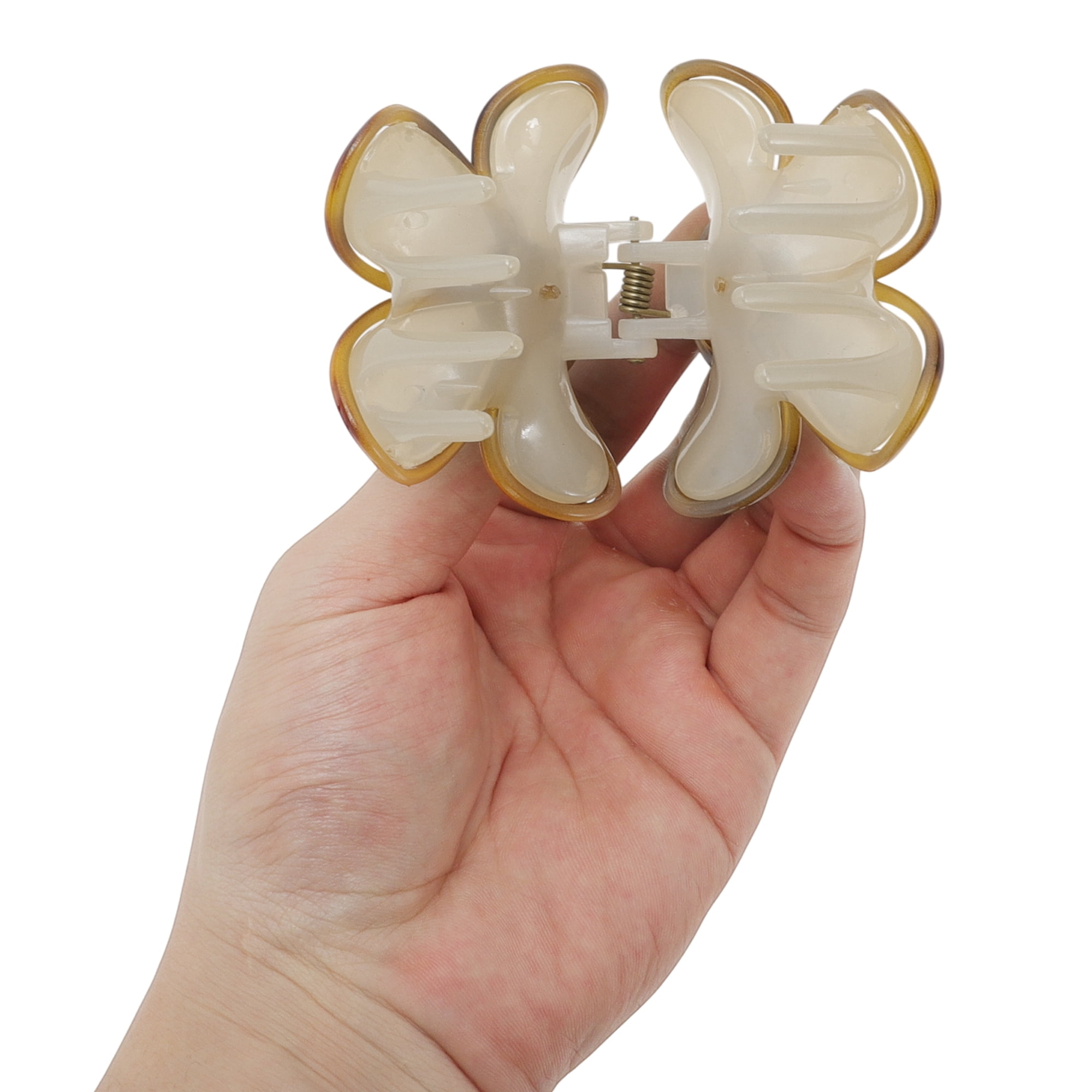 Unique Bargains Home Use Hair Accessory Five-petal Flower Hair Clips Beige