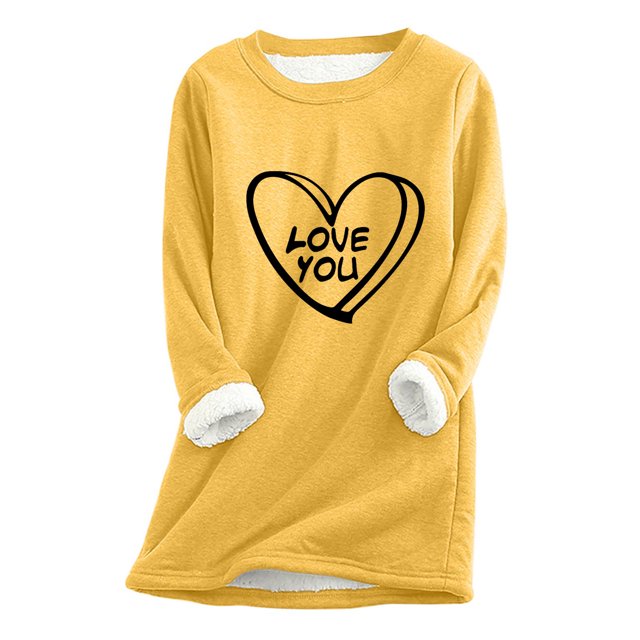 Birdeem Womens Fall/Winter Oversized Valentines Day Printed Top with Thickened and Plush Insulation and A Snug Base Shirt
