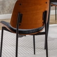 thumbnail image 4 of AFO Dining Chairs Set of 2 Mid Century Modern Retro Faux Leather Chair Bentwood Seat Metal Legs Adjustable Feet Kitchen Dining Room, Black, 4 of 7
