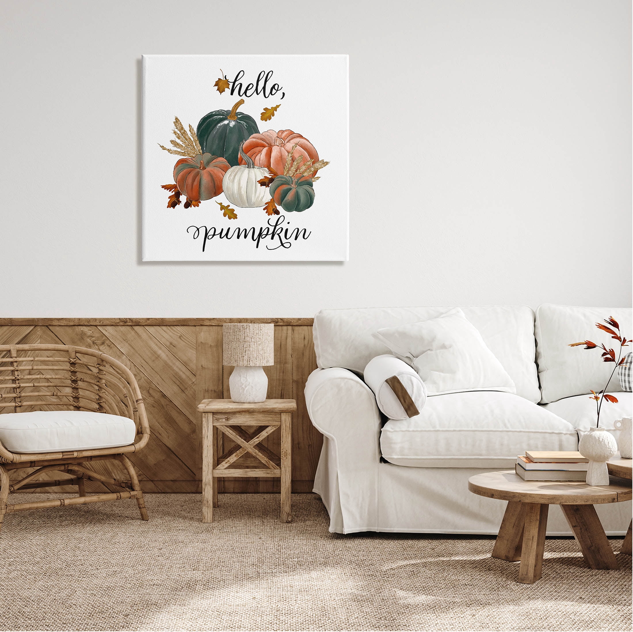 Stupell Industries Hello Pumpkin Fall Harvest Graphic Art Gallery Wrapped Canvas Print Wall Art, Design by The Saturday Evening Post