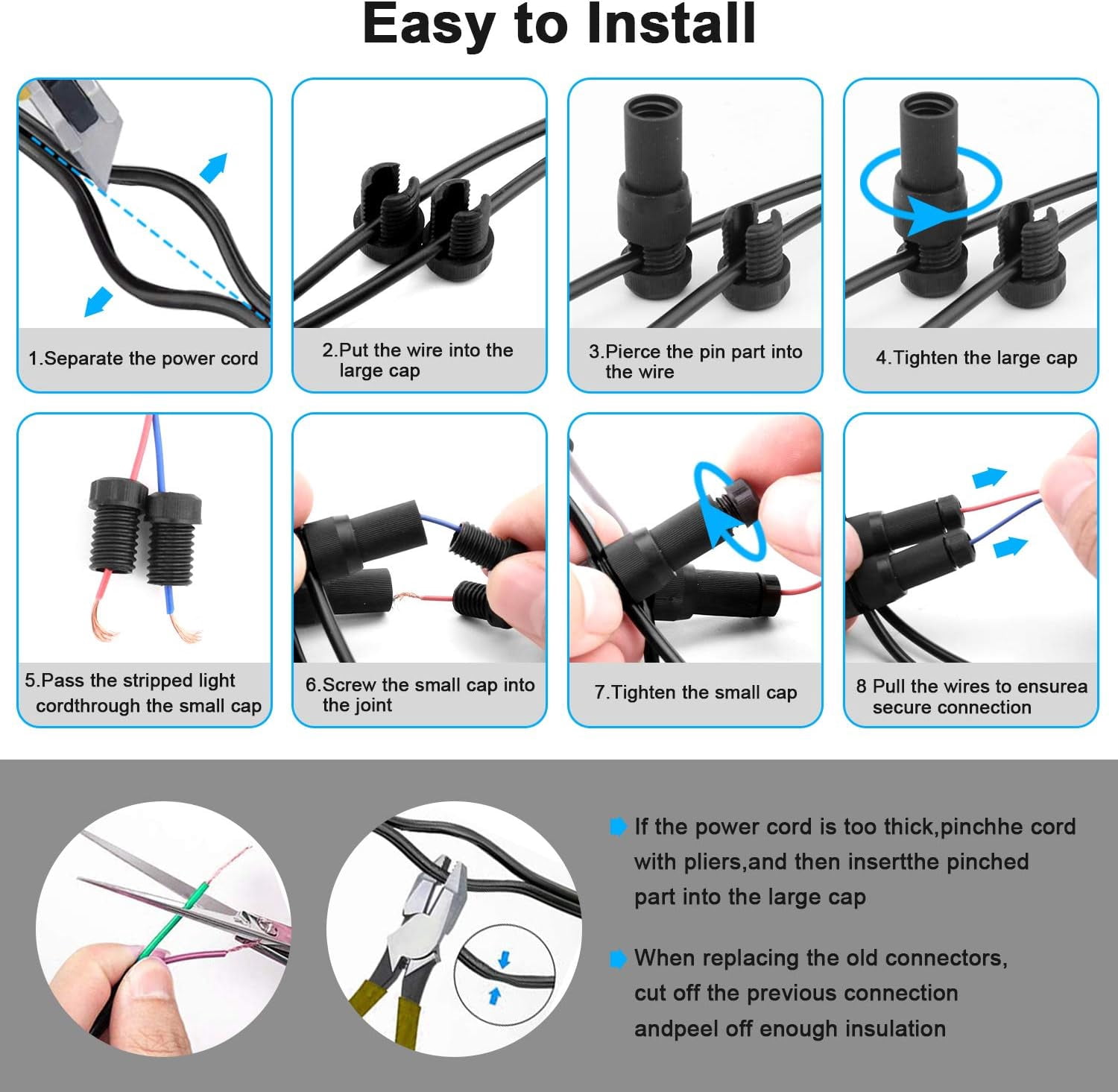 Lislim 50 Pack Low Voltage Landscape Light Wire Connectors Outdoor 14-20 Gauge Cable Connectors for Landscape Path Lights Work with Malibu Paradise Moonrays and More