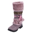 thumbnail image 1 of Bottes de Neige Chaudes pour Femmes à Bout Rond Talons Hauts Style Rétro Bottines d'Hiver Chaussures Non Confortables, 1 of 7