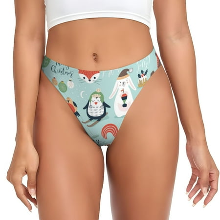 Sigee Christmas Winter Animals for Women s G-String Panty  Low Rise  Soft Lace Perfect for Everyday Wear or Special Occasions-X-Large