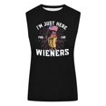 thumbnail image 4 of Wang6 Womens 4th of July Loose Tank Tops Summer I Am Just Hear for the Wieners Letter Printed Sleeveless Tops Causal Crew Neck Graphic Tshirts 0526liBlack M, 4 of 4