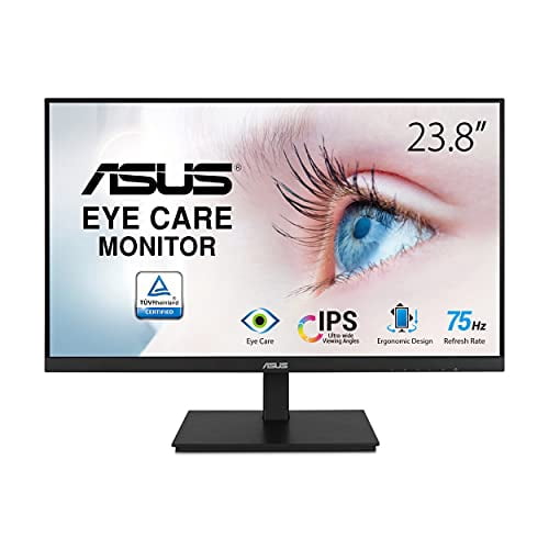 ASUS 23.8" 1080P LED Low Blue Light Computer Monitor, Black, VA24DQSB