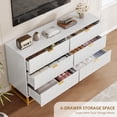 thumbnail image 6 of EastVita 53.5 inch Wide Modern 6 Drawer Dresser Wide Chest with Gold Metal Legs and Handles Wood Storage Organizer for Bedroom Living Room Hallway White, 6 of 8